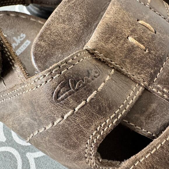 Clark’s Fisherman Sandal Mens 10 Brown Leather Brigham Cove Nubuck Outdoors main image 4